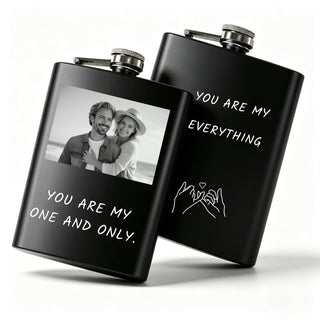 Personalized Custom Flask for Men, 8oz Engraved Stainless Steel Hip Flask with Photo & Text, Customized Liquor Flask for Dad, Husband, Groomsmen (custom flask 2)