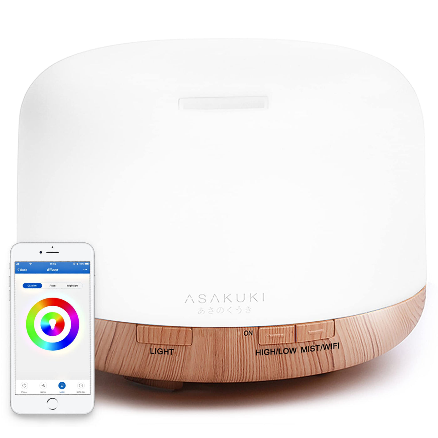 ASAKUKI Essential Oil Diffuser for Home, 500ML Aromatherapy Diffuser Humidifier with Remote Control, 7 Color LED Lights, Quiet Cool Mist Diffuser for Bedroom, Office (Yellow)