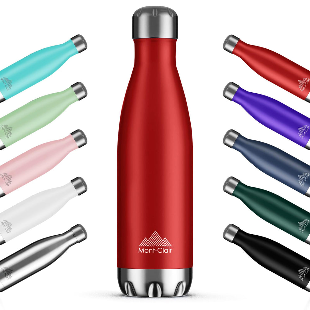 Mont-Clair H2O Stainless Steel Water Bottle, Vacuum insulated - BPA Free, 12h Hot & 24h Cold Drinks, Metal Water Bottle 17oz Leakproof, Ideal for Adult, Kids, Running - Black