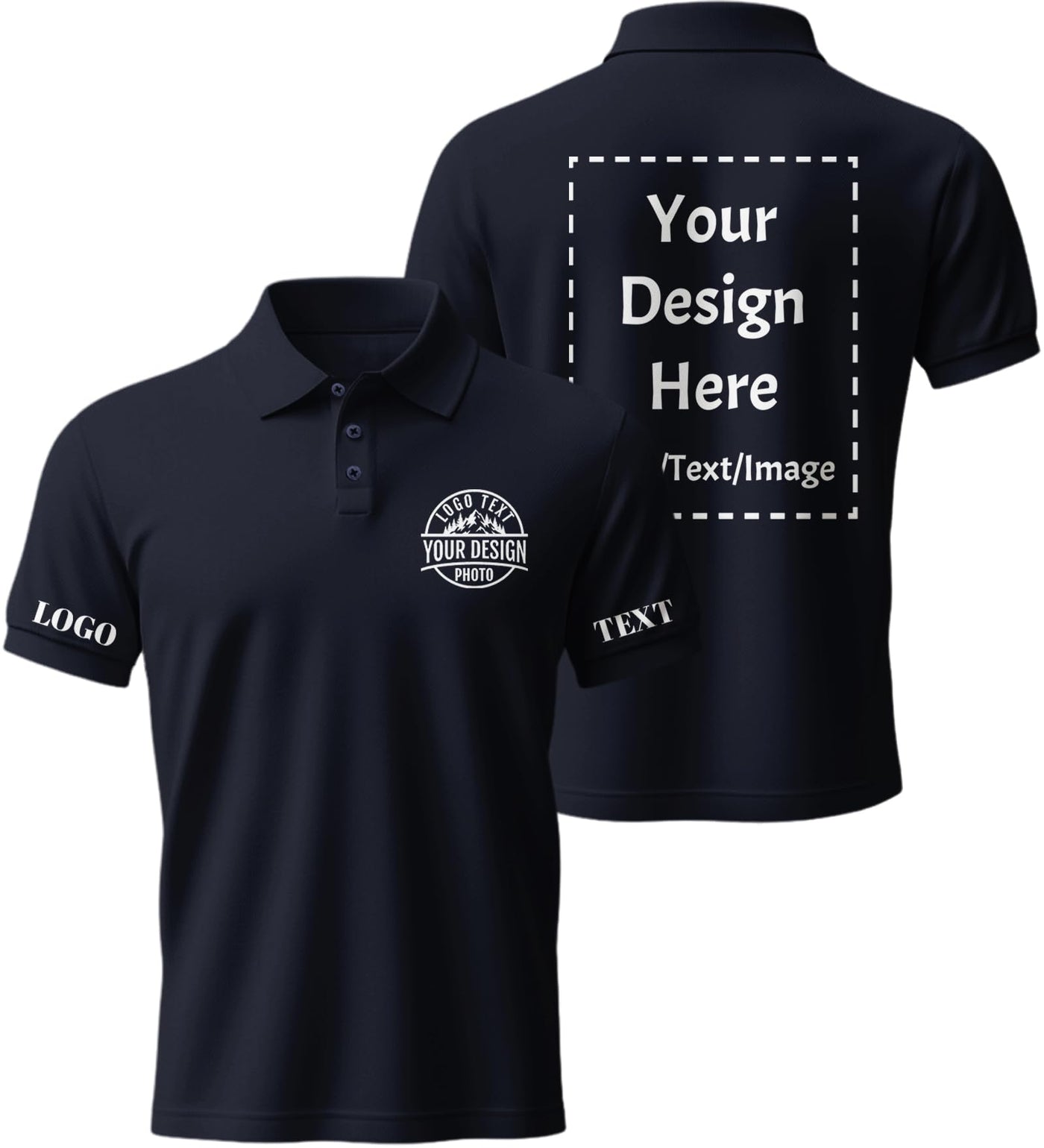 Custom Polo Shirts for Men Women, Personalized Business Golf Shirt, Customized Breathable Casual Polo Shirts for Company