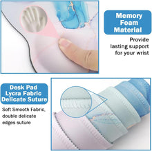 4-in-1 Gaming Mouse Pad Wrist Support Set，Desk Pad + Mouse Pad with Wrist Rest + Keyboard Wrist Rest + Coaster, Ergonomic Design for Home Office Study Game - Blue Marble
