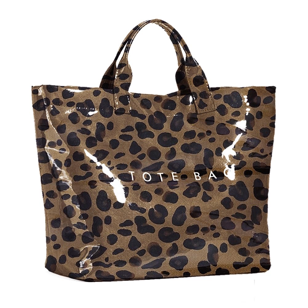 KAMEILONG Women's Large PVC Tote Bag Letters Print Handbags Paper Shoulder Bag Clear Shopping Hobo Bag