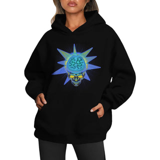 Womens 2025 Oversized Hoodie Graphic Pullover Sweatshirt Fall Winter Long Sleeve Warm Casual Top with Kangaroo Pocket