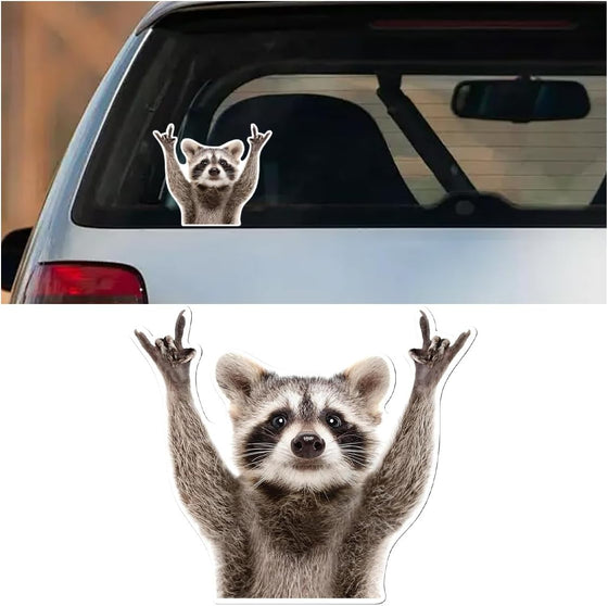 Funny Rocking Raccoon Sticker Decal - Cute Car Window Decal Waterproof Vinyl Sticker, 5.11×4.42 Inch Raccoon Pattern Car Laptop Wall Window Bumper Sticker (1PC)