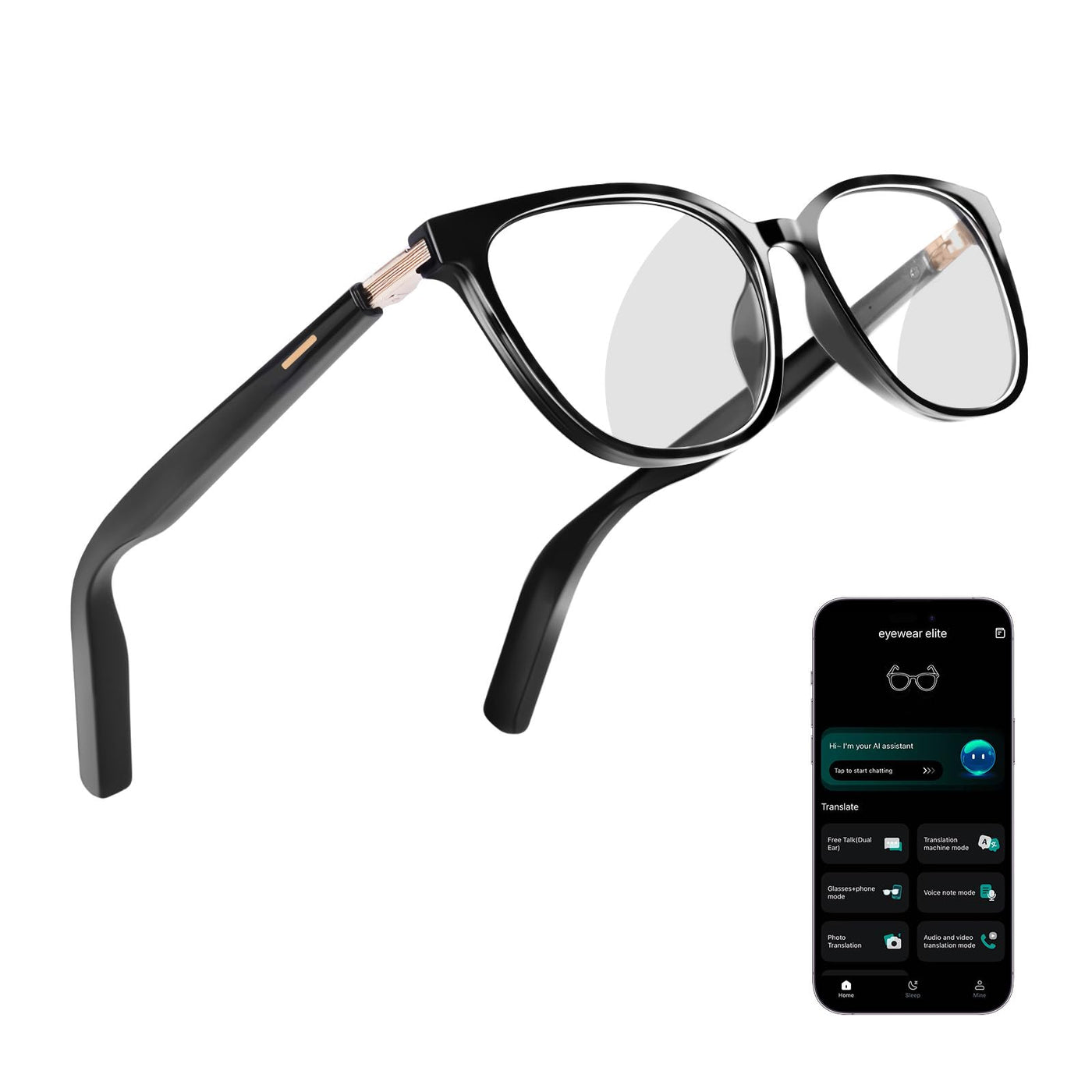 AI Smart Glasses for Men & Women – Powered by ChatGPT, Real-Time Translation, Bluetooth Glasses with Photochromic Lens, Music & Hands-Free Calling, UV & Blue Light Protection, Thin Temples