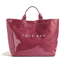 Lushandy PVC Tote Bag Women's Letters Print Hobo Handbag 14L Waterproof Plastic Tote Purse for Work, Beach, Shopping
