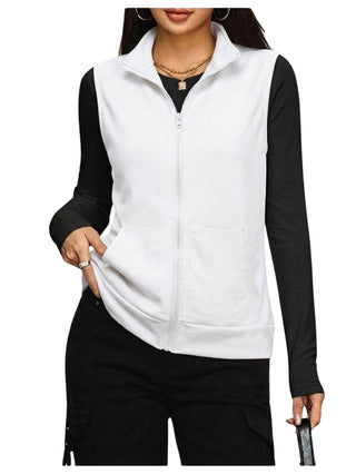 SOLY HUX Womens Zip Up Lightweight Vests Casual Sleeveless Jackets Scrubs with Pockets Spring Summer