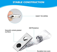 10 Sets Badge Holders and Metal Clips Clear Horizontal Name Tag ID Card Holder with Clip Waterproof ID Badge Holder with Metal Clips