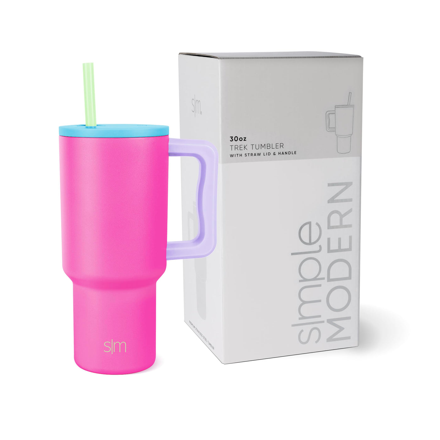 Simple Modern 40 oz Trek Tumbler with Handle and Straw Lid | Cup Holder Friendly Insulated Stainless Steel Travel Mug | Midnight Black