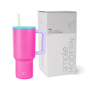 Simple Modern 40 oz Trek Tumbler with Handle and Straw Lid | Cup Holder Friendly Insulated Stainless Steel Travel Mug | Midnight Black