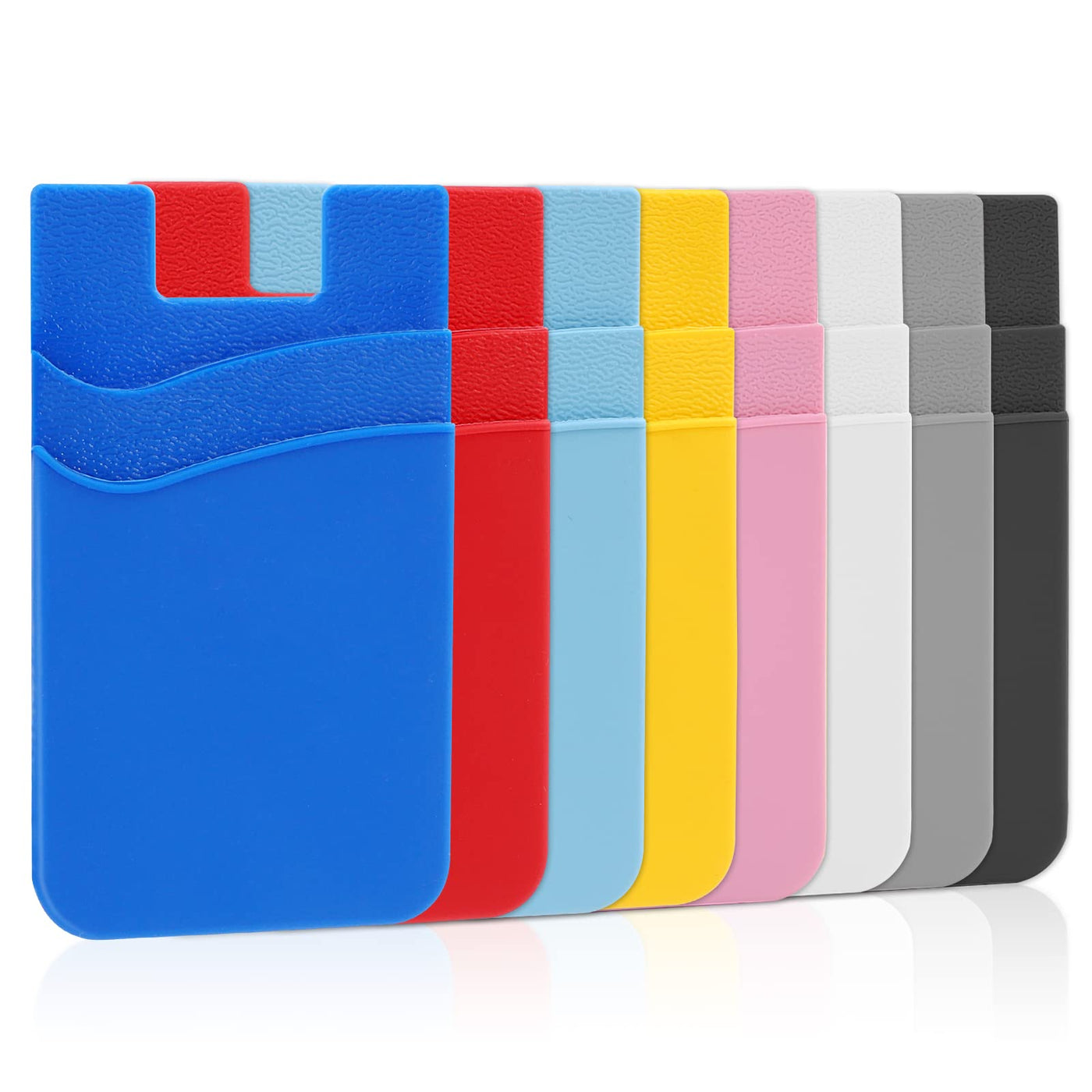 SS Card Holder for Back of Phone, Cell Phone Wallet Stick-on Credit Card Sleeve Pocket Silicone Pouch Compatible for iPhone, Samsung Galaxy and Most SamrtPhones 4 Pack