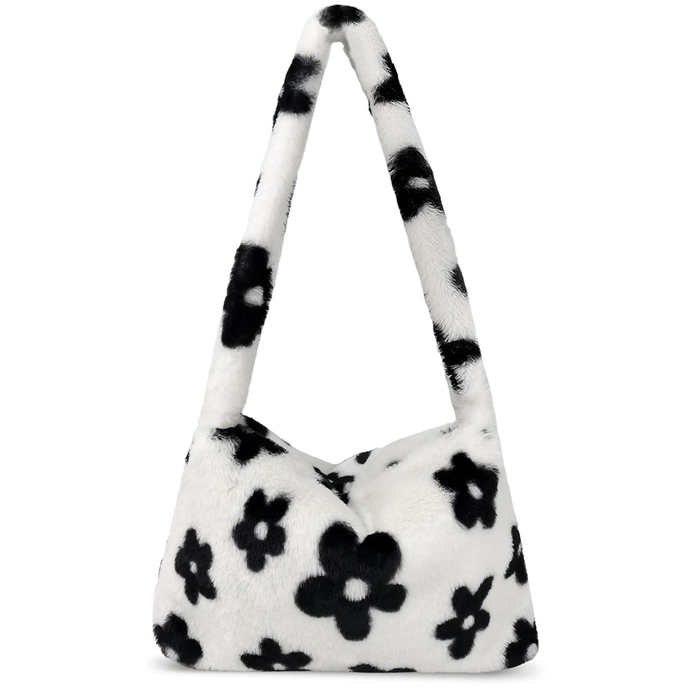 Fuzzy Tote Bag Y2K Fluffy Shoulder Bag Women Furry Purse Large Cute Plush Bag Ladies Faux Fur Bag for Autumn and Winter