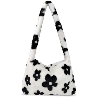 Fuzzy Tote Bag Y2K Fluffy Shoulder Bag Women Furry Purse Large Cute Plush Bag Ladies Faux Fur Bag for Autumn and Winter