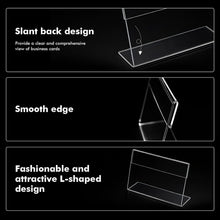 16 PCS 3.5 X 2.5 Inch Acrylic Business Card Holders,Clear Name Display Slant Back Sign Holders Card Stand Organizer for Desk Office Men Women,L Shaped Display Stand,Thickness 0.05inch