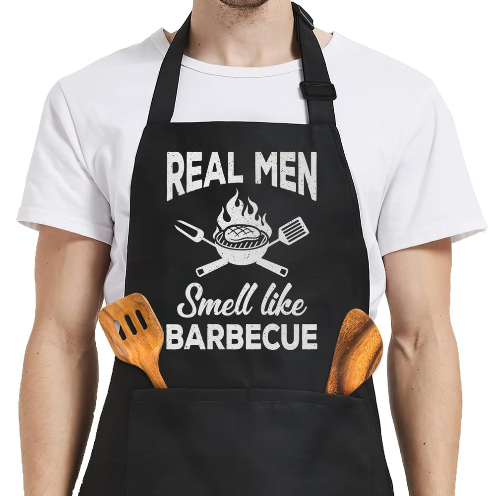 SANDJEST Funny Mens Aprons with Pockets for BBQ Grilling Cooking Grandpa Husband Apron for Birthday Christmas Father's Day