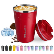 SPLMIFA Travel coffee mugs leak-proof, reusable coffee cups with lids, stainless steel vacuum insulated coffee tumblers, thermal insulation cups for men & women keep drinks hot & cold(2nd-Black, 12OZ)