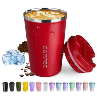 SPLMIFA Travel coffee mugs leak-proof, reusable coffee cups with lids, stainless steel vacuum insulated coffee tumblers, thermal insulation cups for men & women keep drinks hot & cold(2nd-Black, 12OZ)