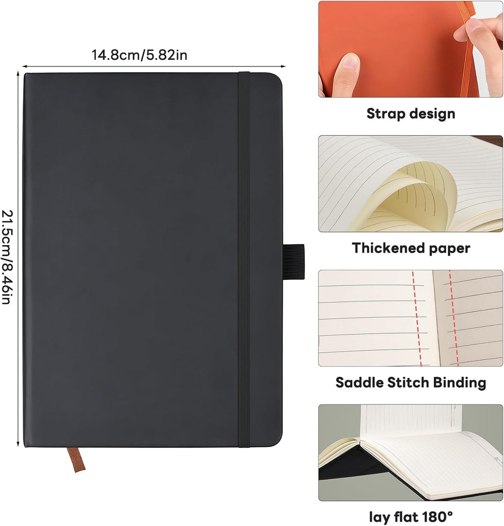 Customizable Personalized Notebook | Custom Logo, Text & Image A5 Journal Notebook | 200 Lined Pages 8.5" x 5.8" | Daily Writing Journal for Office, Students & Gift Giving, Black