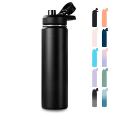Fijinhom 18 oz Insulated Water Bottle with Handle, 304 Stainless Steel Water Bottles with Wide Mouth, Double Wall Vacuum Sports Water Bottle, BPA Free, Keep Cold and Hot, Pink