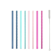 Ello Impact 8 Pack Reusable Plastic Straws, Dishwasher Safe, BPA-Free with Cleaning Brush,Rosewater