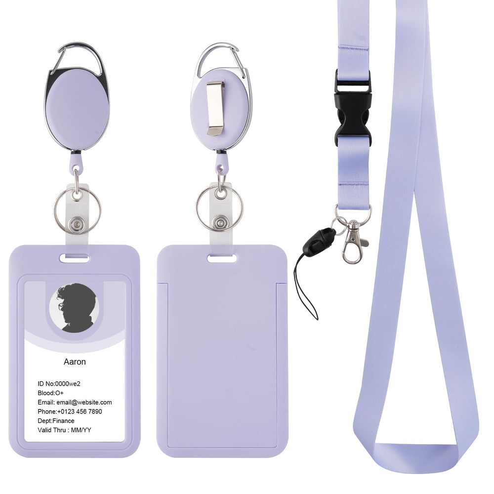 Retractable ID Badge Holder with Breakaway Lanyard,Heavy Duty Badge Reel,Detachable Keychain, Cruise Ship Cards Holder,for Nurse Officer Teacher Security Staff Women Men
