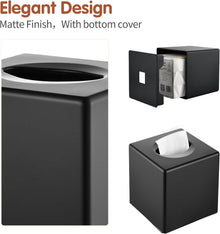 Y-in Hand Tissue Box Cover, Modern Decorative Square Facial Storage Tissue Box Holder, Home Accessories for Bathroom Vanity Countertops, Dressers, Night Stand, Parlors and Office - Matte Black