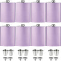 8 pack light purple hip flasks