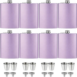 ROMORC 2 Pack Hip Flasks for Liquor Matte Black 8 Oz Stainless Steel Leak-proof Thin Flasks with 2pcs Funnels and Cups for Wedding Party, Groomsman, Bridesmaid, Gift (Black)