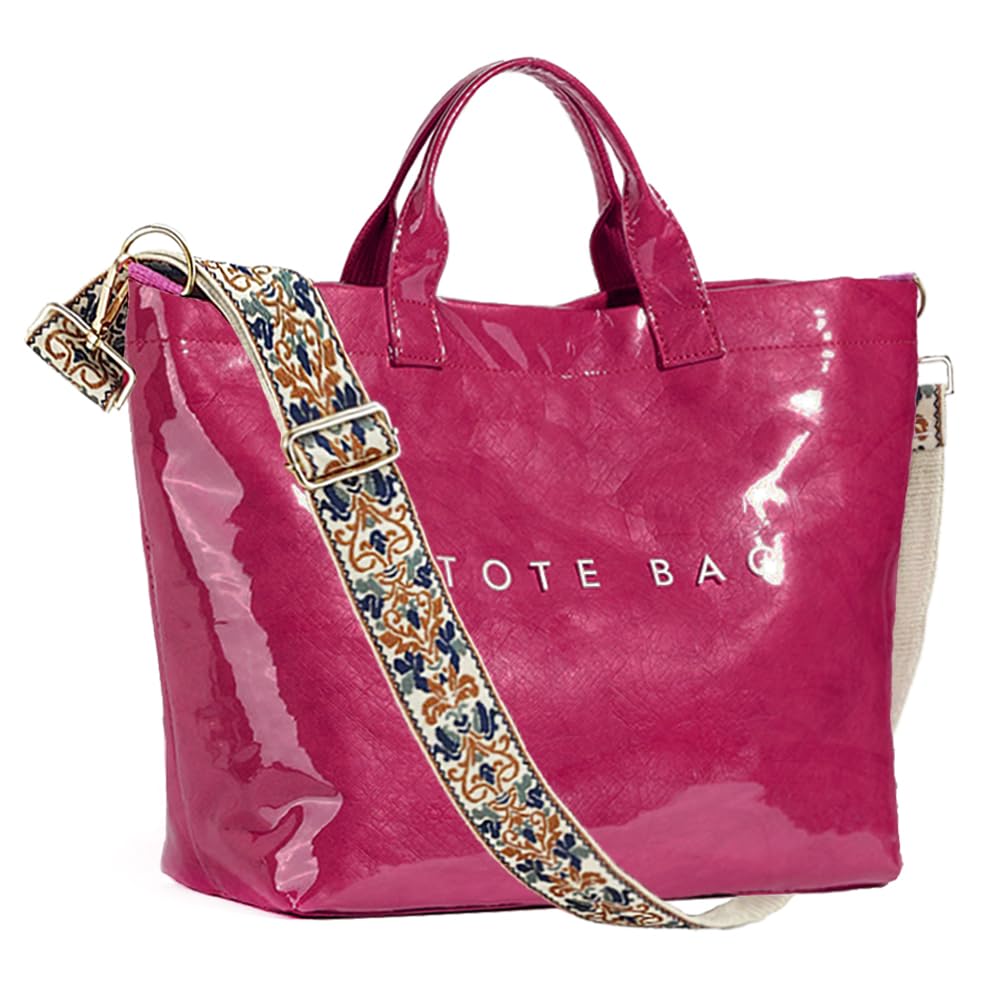 KAMEILONG Women's Large PVC Tote Bag Letters Print Handbags Paper Shoulder Bag Clear Shopping Hobo Bag