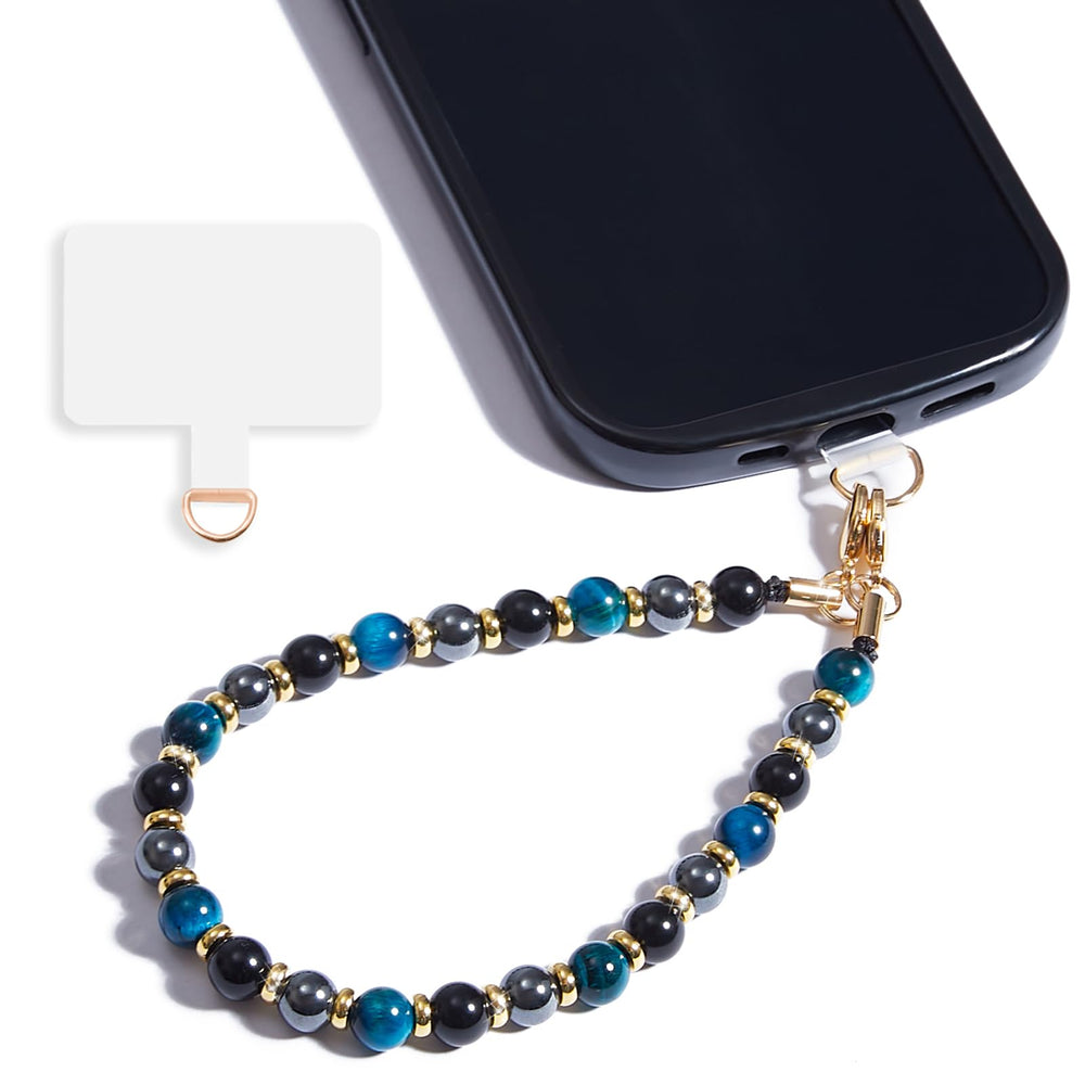 Marble Beaded Phone Wrist Strap,Detachable Phone Bracelet Strap with Tether Tab,Hands-Free Wristlet Strap (Rose Quartz)