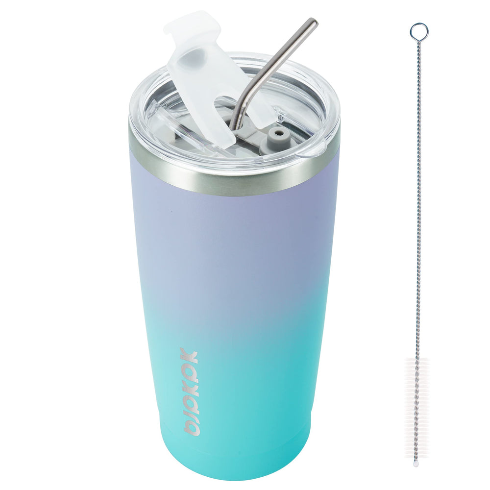 BJPKPK 30oz Stainless Steel Tumbler Color Block Insulated Tumblers Cup with Lid and Straw, Double Walled Travel Coffee Mug,Mint