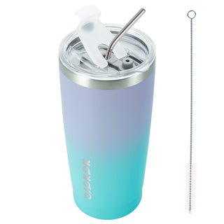 BJPKPK 30oz Stainless Steel Tumbler Color Block Insulated Tumblers Cup with Lid and Straw, Double Walled Travel Coffee Mug,Mint