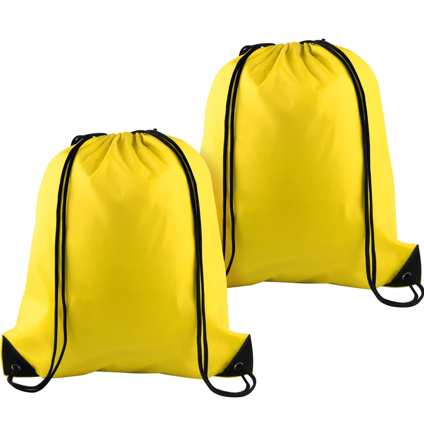 KUUQA 2 Pcs Drawstring Backpack Bags Sports Cinch Sack String Backpack Storage Bags for School Gym Traveling (Black)