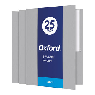 Oxford Twin-Pocket Folders, Textured Paper, Letter Size, Black, Holds 100 Sheets, Box of 25 (57506EE), 8-1/2 x 11
