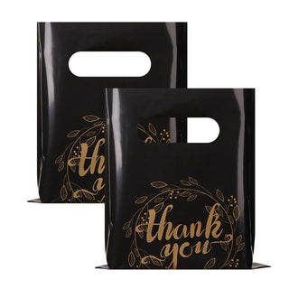 Wishop 100 Pieces Pink Thank You Merchandise Bags Party Gift Bags Candy Bags for Boutique, Retail, Gift Bags, Clothes, Party Favors (Pink/Gold, 6.3x7.9 Inches)