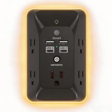 Outlet Extender with Night Light, HANYCONY Multi Plug Outlet, USB Wall Charger Surge Protector 4 USB Ports(1 USB C), Power Strip Electrical Outlet Splitter Expander for Home Office Dorm Room, ETL