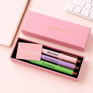 3 pcs Inspirational Pens - Nice Cute Fancy Pen Set Gifts for Women Teacher Coworkers Appreciation Office Supplies Black Ink