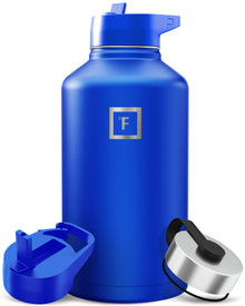 IRON °FLASK Camping & Hiking Hydration Flask with Straw, Wide Mouth Insulated Stainless Steel Sports Water Bottle - 40 oz Midnight Black