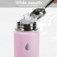 ThermoProof Double-Walled Vacuum Insulated Stainless Steel Water Bottle - Wide Mouth Canteen, Straw Lids, Dishwasher Safe, Reusable, Leakproof, Hot & Cold for Men, Women - 24oz (pink)