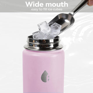 ThermoProof Double-Walled Vacuum Insulated Stainless Steel Water Bottle - Wide Mouth Canteen, Straw Lids, Dishwasher Safe, Reusable, Leakproof, Hot & Cold for Men, Women - 24oz (pink)