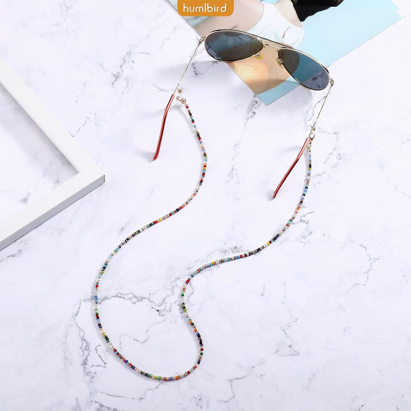 humlbird Mask Lanyard Eyeglasses Chain Healing Crystal Beaded Sunglasses Chains with Pearl for Women