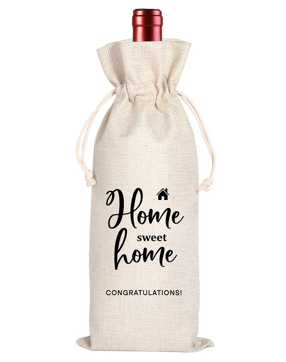 House Warming Gifts New Home Gifts,House Homeowner Gift,Realtor Gift to Clients,Sweet Home Congrats,Housewarming Party Decorations,Wine Gift Bags for Women Men Friends Homeowner (Beige-Home)
