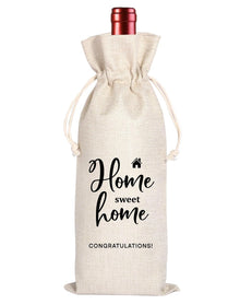 House Warming Gifts New Home Gifts,House Homeowner Gift,Realtor Gift to Clients,Sweet Home Congrats,Housewarming Party Decorations,Wine Gift Bags for Women Men Friends Homeowner (Beige-Home)