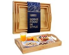 Comfify Bamboo Serving Trays – Set of 3 Ottoman Trays for Food, Entertaining, and Decor – Minimalist Design