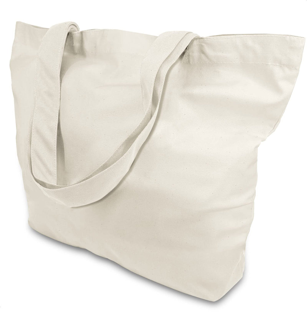 TOPDesign 1 | 3 | 6 | 12 | 24 Pack Super Strong Large 12oz Cotton Canvas Tote Bag, Reusable Grocery Shopping Cloth Bag, Fashionable Two-Tone Tote for Crafts, DIY Your Creative Designs (Pack of 1)