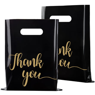 100 Pack Pink Thank You Shopping Bags for Small Business - 12"x15" Extra Thick 2.36 Mil Plastic Retail Thank You Bags with Handles for Stores, Boutique, Clothes, Business Gift