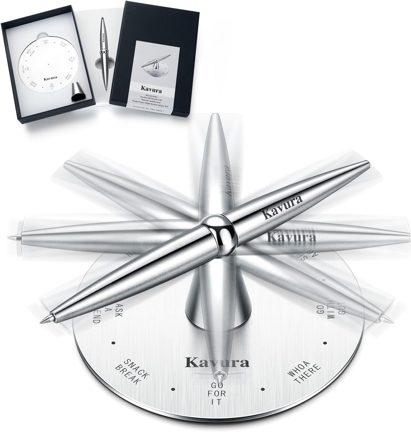 Spin Decision Pen – CNC-Machined 316L Stainless Steel Fidget Pen with Magnetic Stand | Smooth Writing Gel Ink | Stress Relief & Decision Maker |Office Desk Gift for Professionals