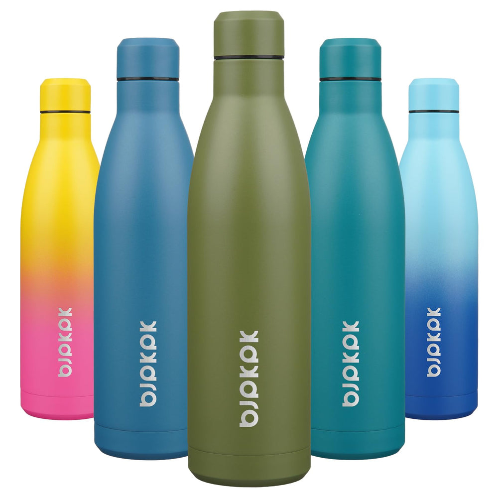 BJPKPK 17oz Insulated Water Bottles Stainless Steel Sports Water Bottles Keep Cold and Hot for Travel Dishwasher Safe,Olive Green