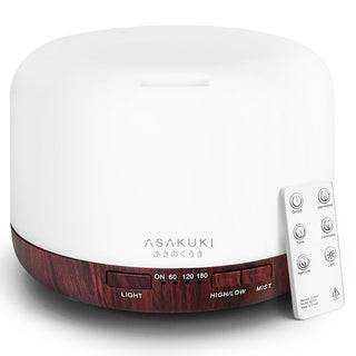 ASAKUKI Essential Oil Diffuser for Home, 500ML Aromatherapy Diffuser Humidifier with Remote Control, 7 Color LED Lights, Quiet Cool Mist Diffuser for Bedroom, Office (Yellow)