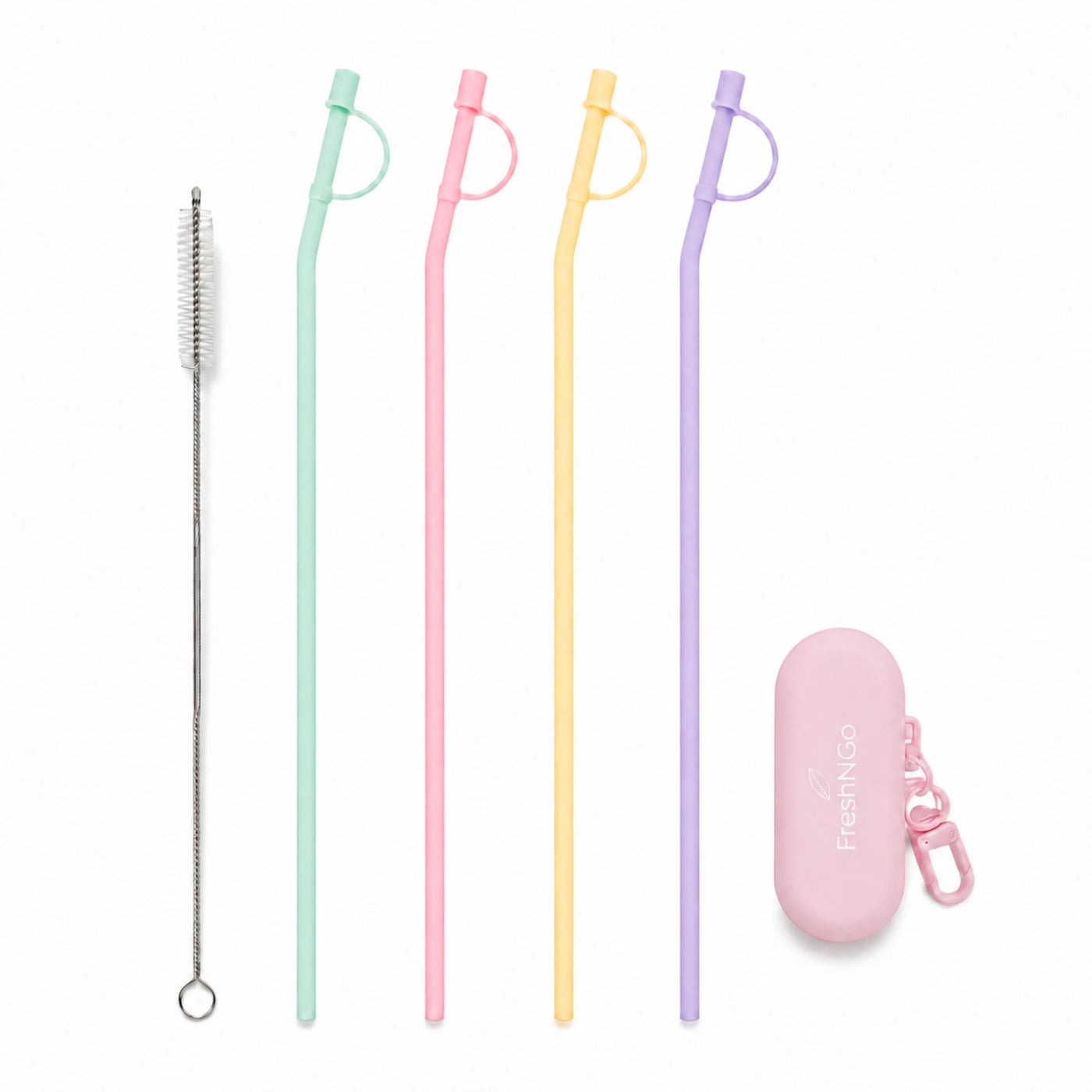 11.6‘’ Long Silicone Straws, 10PCS Reusable Travel Set with Caps and Case, 4 Bent Straws for Tumblers, Water Bottles, Travel Mugs, Hot and Iced Drinks